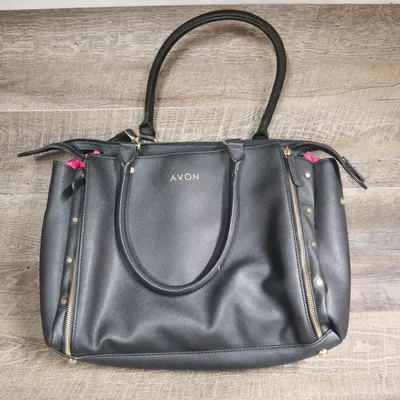 Avon Black Makeup Consultant Case Handbag Large Pink Lined Satchel Shoulder  Bag | eBay