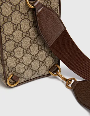 Half-moon-shaped mini bag with Interlocking G in beige and ebony Supreme |  GUCCI® US