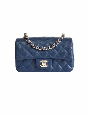 Chanel classic mini rectangular bag blue caviar | Vintage-United