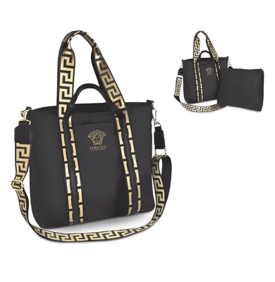 Versace Parfum Medusa Faux Leather Shopping Tote Shoulder Bag Black/Gold  Key New | eBay