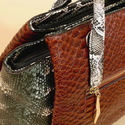 Классическая сумка Richezza 7265-2 brown green python – Китай, коричневого  цвета, искусственная кожа. Купить в интернет-магазине в Москве. Цена 3870  руб.