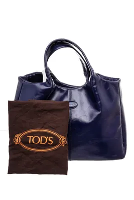 Tods Blue Leather Tote Bag – On Que Style