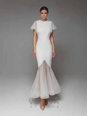 Свадебное платье - русалка на бретелях со шлейфом артикул 103590 цвет  бежевый👗 напрокат 9 900 ₽ ⭐ купить 101 000 ₽ в Екатеринбурге
