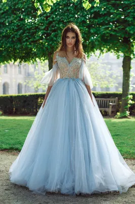 Пышное свадебное платье голубого цвета Secret Sposa Tiffani | Купить свадебное  платье в салоне Валенсия (Москва)