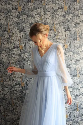 Купить нежное Фатиновое платье миди с пышной юбкой (Голубой) в Москве в  Салоне платьев недорого