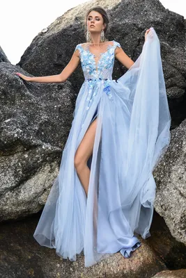 свадебное платье из нежно-голубой ткани Nantes — купить в Москве - Свадебный  ТЦ Вега