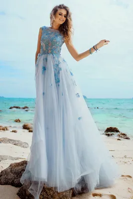 Голубое свадебное платье Ciara | Купить свадебное платье в салоне Валенсия  (Москва)
