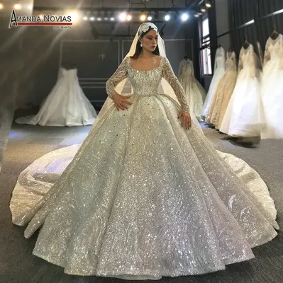 Роскошное Свадебное платье из Дубая, свадебное платье со шлейфом и  аппликацией для венчания, платье для невесты | AliExpress
