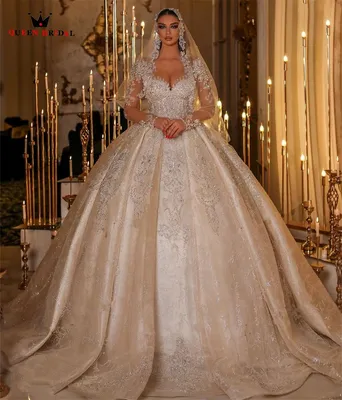 Кружевные свадебные платья с длинным рукавом | AliExpress