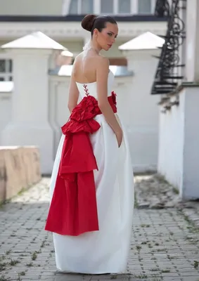 Свадебное платье с красным декором \"Лилия-18-03\" (ID#802019405), цена: 7266  ₴, купить на Prom.ua