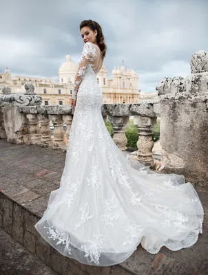 Ажурное платье с заниженной линией талии Lussano Bridal Amber 19002 |  Купить свадебное платье в салоне Валенсия (Москва)