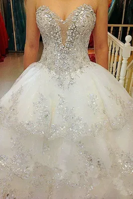 Свадебное платье с корсетом расшитое стразами артикул 103845 цвет белый👗  напрокат 7 400 ₽ ⭐ купить 75 000 ₽ в Москве