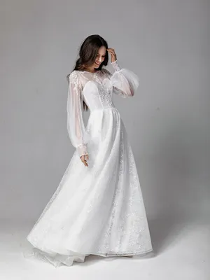 Свадебные платья с длинными кружевными рукавами купить в СПб, выгодная цена  от салона \"ИнтерСтиль\"