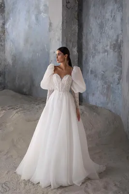 Свадебное платье с многослойной юбкой артикул 180119 цвет белый👗 напрокат  10 500 ₽ ⭐ купить 93 000 ₽ в Волгограде