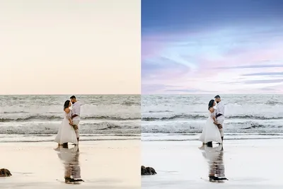 Как в 1 клик разнообразить свадебные фотографии у моря?