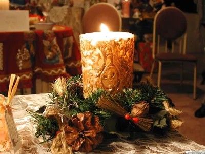 Рождественская горящая свеча: новогодние обои, картинки, фото 1600x1200