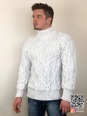 Стильный вязаный свитер с косами и ромбами - Хитсовет