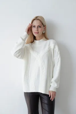 Шерстяной свитер с косами - артикул B131546, цвет COLD MILK - купить по  цене 3539 руб. в интернет-магазине Baon