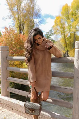 Cable Knit Sweater Dress Casual Solid Long Sleeve Dress - Temu
