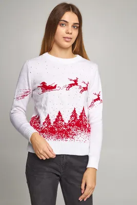 Женский свитер с оленями | Christmas sweaters, Christmas ornaments, Novelty  christmas