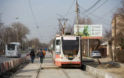 Таганрог, 71-134А (ЛМ-99АЭН) № 356; Таганрог — Ремонт трамвайной линии в  рамках концессионного соглашения. Этап №2 — Фото — Городской  электротранспорт