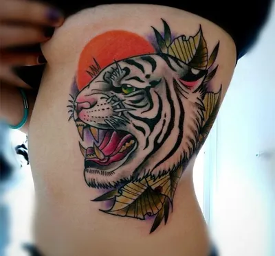 фото татуировка оскал тигра от 01.06.2018 №014 - tiger tattoo -  tatufoto.com 23423 - tatufoto.com
