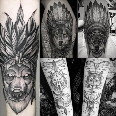 Tattoo • Подборка тату на тему: Волк на ноге (71 фото)