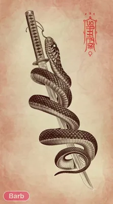 Змея эскиз татуировки - фото в салоне Tattoo Times