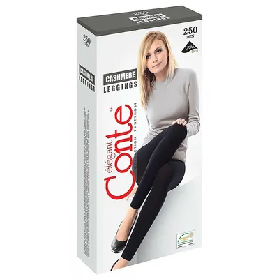 Conte Теплые леггинсы с добавлением пряжи кашемир \"Cashmere Leggings\" 250  Den, nero | Makeup.md