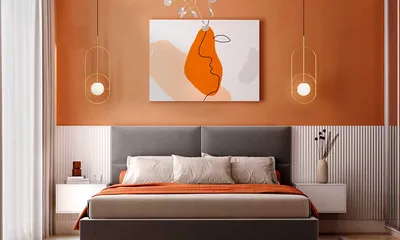 Терракотовый цвет в интерьере спальни: ярко и необычно - фото