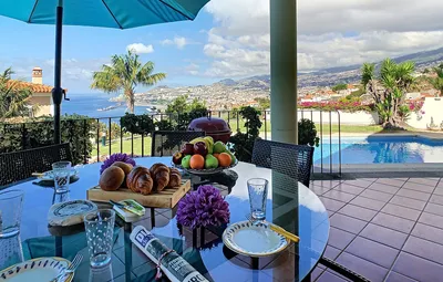 Обои море, город, вилла, бассейн, Португалия, терраса, Funchal, villa Vista  Sol картинки на рабочий стол, раздел город - скачать