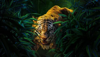 Интерьерная картина на холсте \"Тигр в джунглях\", размер 30x40 см - купить  по низкой цене в интернет-магазине OZON (533899990)