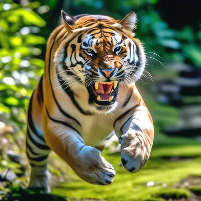 Тигр в прыжке фотографии