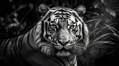 Тигр черно белый - красивые фото