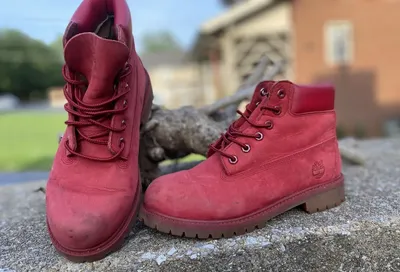 Timberland 6\" Premium Boots Hiking Casual Waterproof red Boys Size 3 shoes  youth | eBay