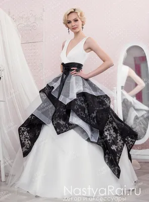 Черно-белое свадебное платье TB044