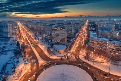Вечерний Тольятти зимой с высоты. Декабрь 2018. Часть 1 - Автозаводский  район.