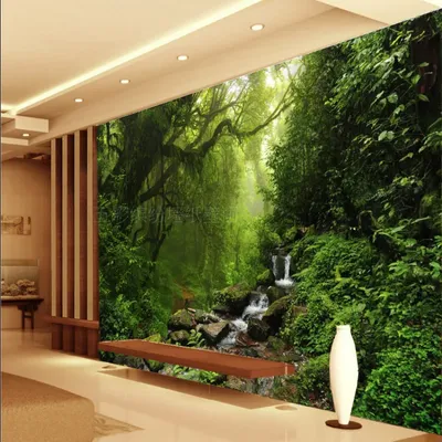 Настенные 3D фотообои по индивидуальному заказу, настенные бумаги с  натуральным солнечным светом, зеленым лесом, ландшафтом для стен, фоновые  фрески 3D для гостиной, спальни | AliExpress