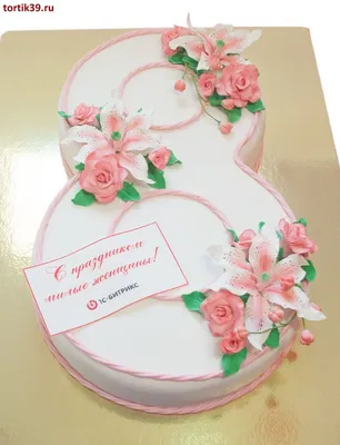 Торт на 8 марта с тюльпанами — на заказ по цене 950 рублей кг |  Кондитерская Мамишка Москва