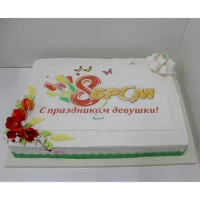 Мастичный торт с цветами на 8 Марта — instacake.ru