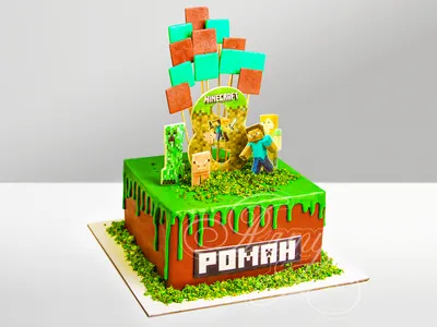Торт Майнкрафт на 8 лет 14036820 стоимостью 8 700 рублей - торты на заказ  ПРЕМИУМ-класса от КП «Алтуфьево»