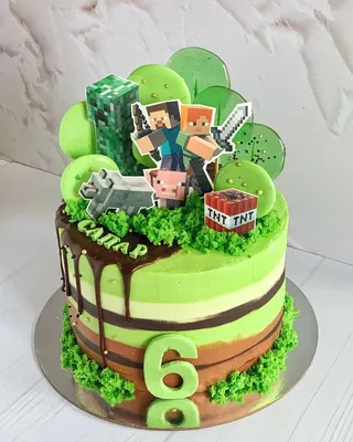 Торты и капкейки 📍 Алматы! on Instagram: “Еще один торт в стиле  'Майнкрафт' в моей копилке 👦🏻 💚 ⠀ Внутри торт 'Сник… | Торт minecraft,  Тематические торты, Торт