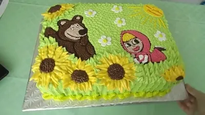 Кремовый торт Маша и медведь с расписными пряниками | Торт, Сладости в  шоколаде, Тематические торты