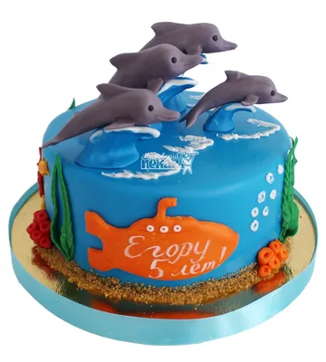Торт морская тематика с дельфинами — на заказ по цене 950 рублей кг |  Кондитерская Мамишка Москва