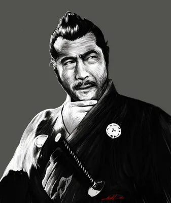 Мой рисунок Тосиро Мифунэ в роли Сандзюро из фильма Акиры Куросавы 1962 года «Санджуро». : г/критерий
