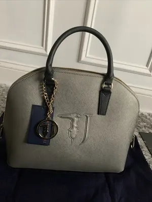 TRUSSARDI JEANS Linea Ischia Dome Gunmetal Bag - Purse75B555XX Travel- NWT  | eBay