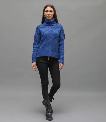 Свитер #6329-1, цвет индиго - купить женские свитеры оптом