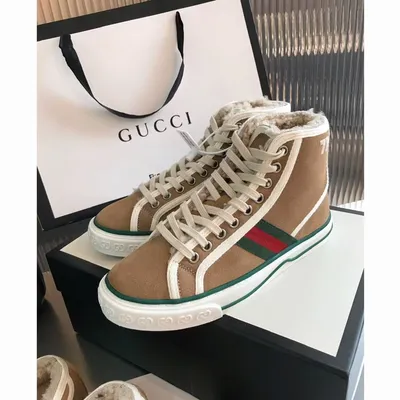 Кроссовки с мехом зимние цвет хаки Gucci купить за 6596 грн в магазине  UKRFashion. Люкс товары бренда Gucci. Лучшее качество