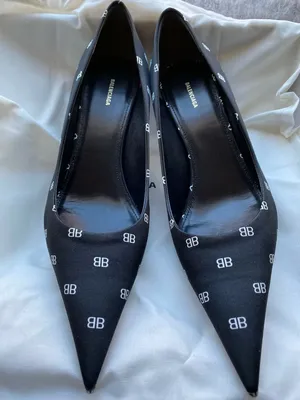 BRAND NEW Balenciaga BB Leather Satin Black Women Heels Shoes US7.5 EU37.5  With | eBay