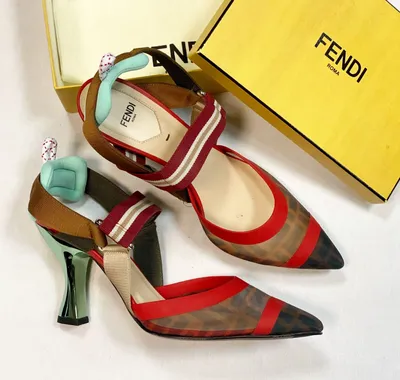 FENDI: Colibrì slingbacks in FF micro mesh with embroidered sequins - Pink  | Fendi high heel shoes 8J8459AOME online at GIGLIO.COM